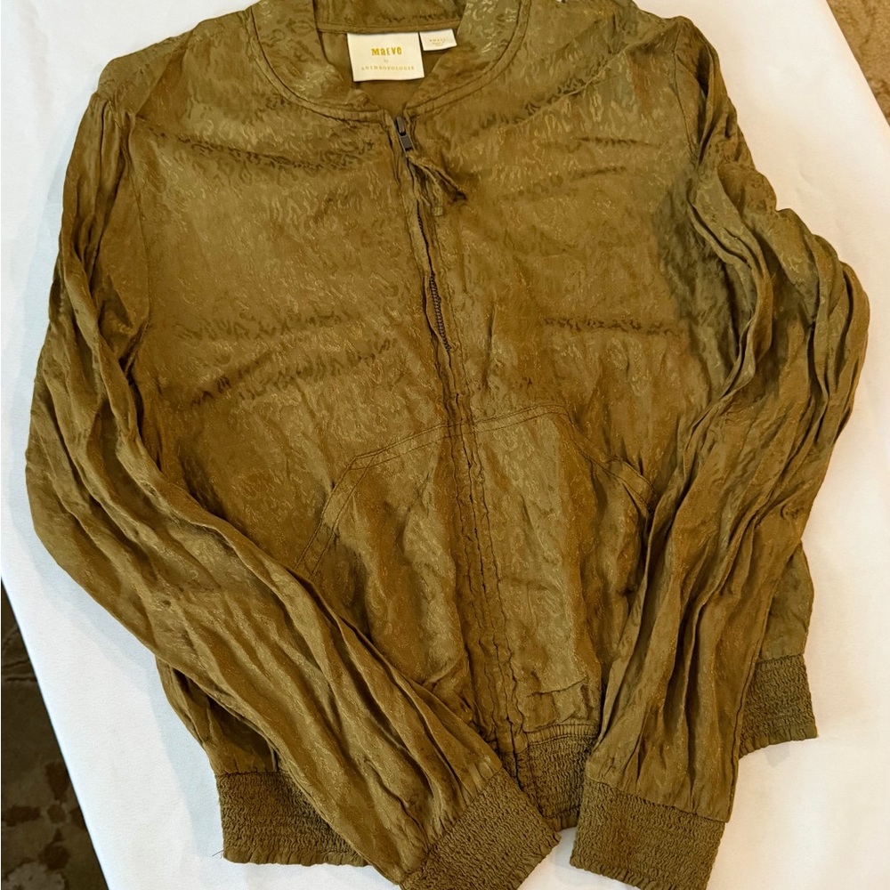 Printed Silk Olive Green Bomber Jacket